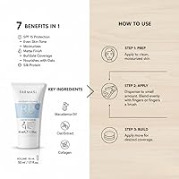 Vista 6 de FARMASi BB Cream Beauty Balm, humectante tintado con SPF 15, acabado mate ligero, maquillaje facial de cobertura construible, 1.7 onzas líquidas, 02