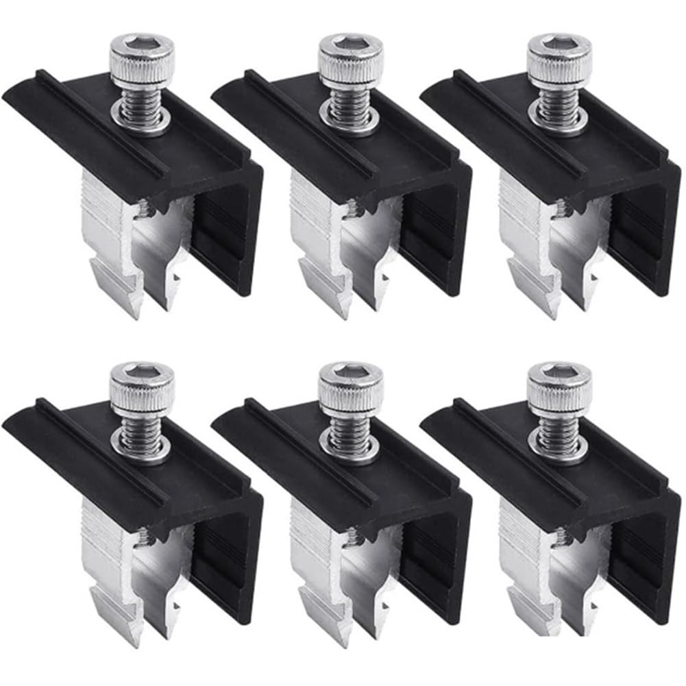 Xnuiasqe 6Pcs Solar Panel Bracket Terminal Clips, Aluminum Alloy Fixing Clip Set, Solar Panel Clips, Installed On Flat Roofs