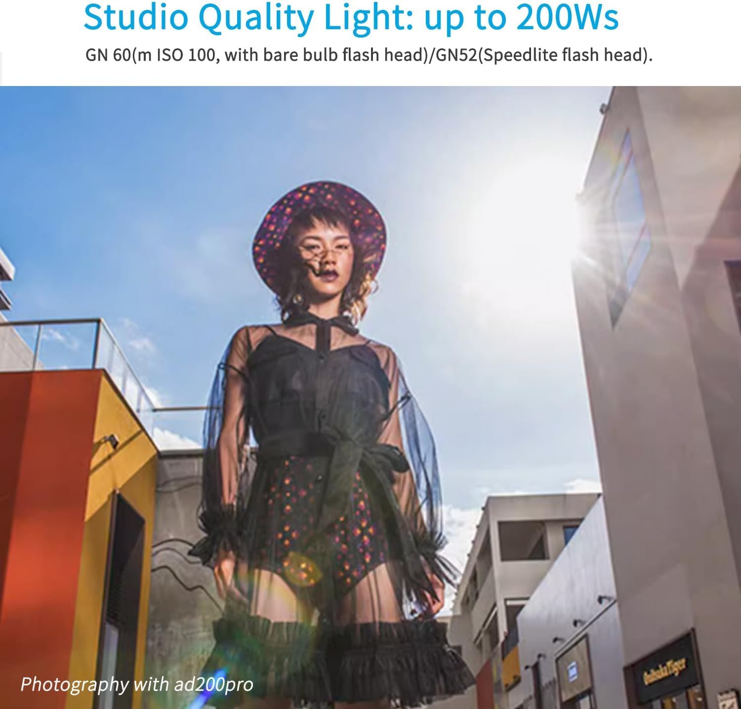 Godox AD200pro Outdoor Flash Pocket Flash 2.4G TTL Speedlite Flash Strobe HSS Monolight con 2900mAh Batería de Litio 200WS y Cabezal de Flash de Bombilla Descubierta para Cubrir 500 Destellos