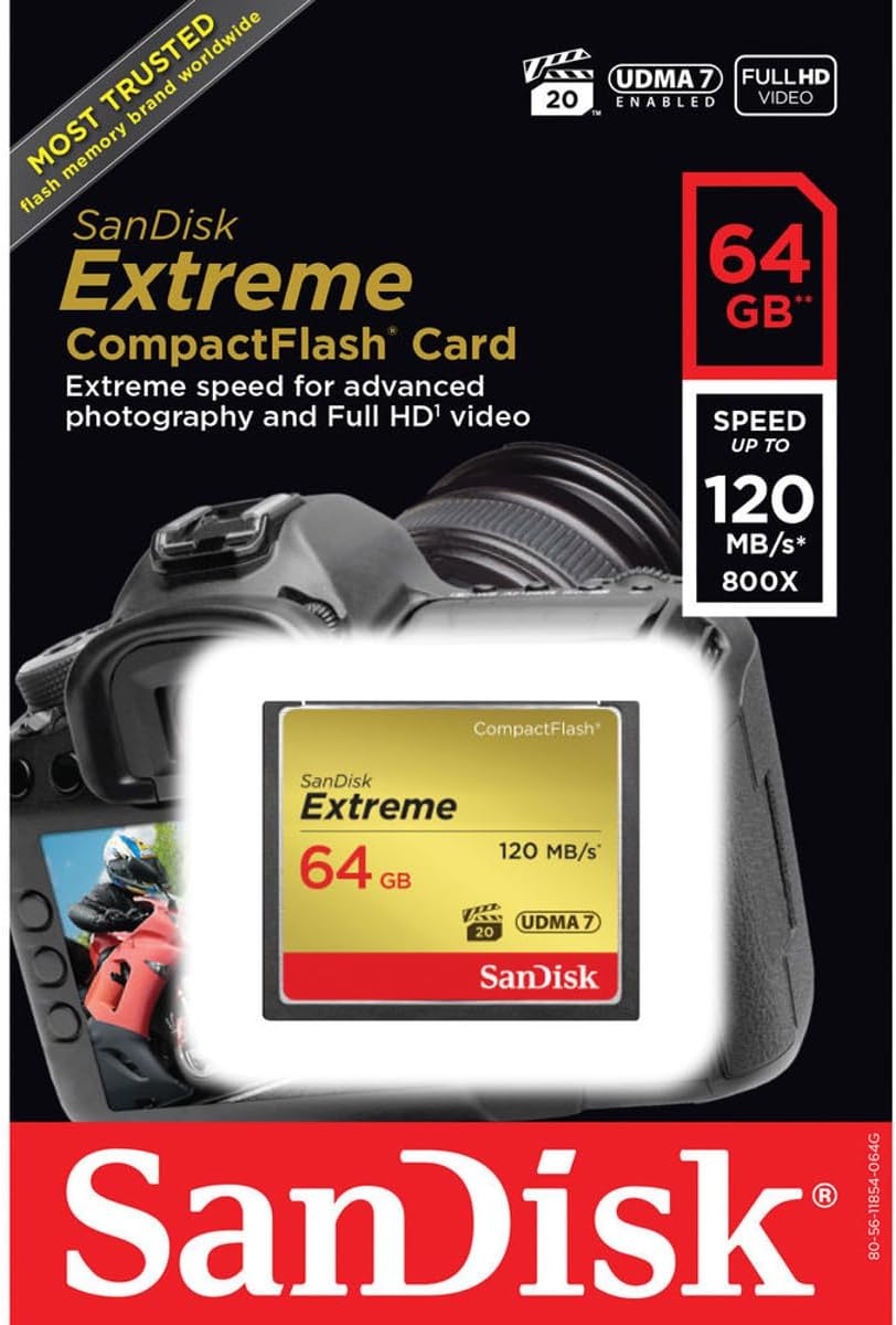 Sandisk Extreme CompactFlash Memory Card - 64 GB (SDCFXS-064G-A46)