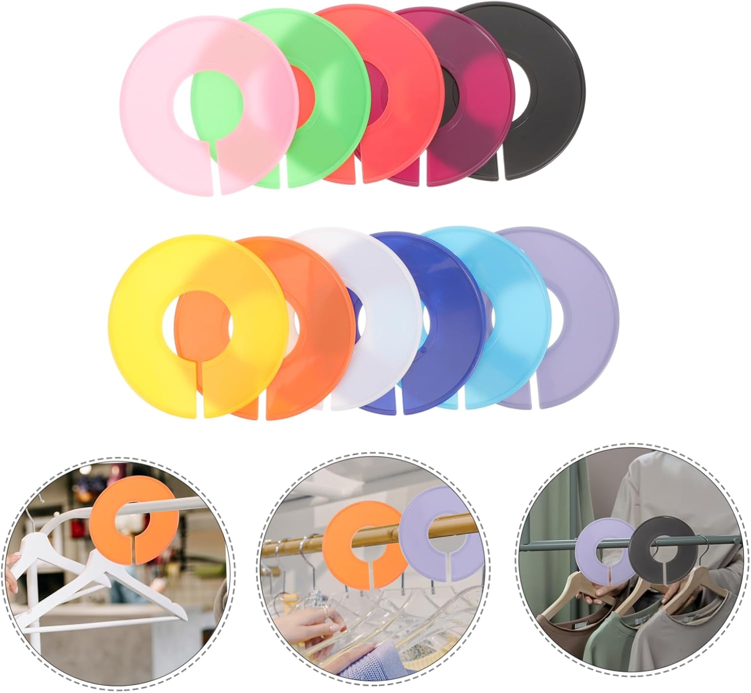 11pcs Round Closet Dividers Blank Clothes Dividers for Wardrobe Organization Plastic Hangers for Sorting Clothes Style
