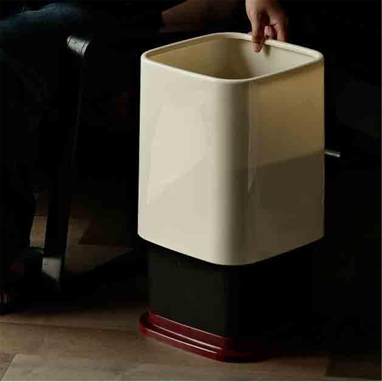 Papelera Contenedor De Basura Doméstico Portátil con Ruedas(Red)