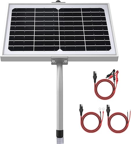 SUNER POWER 12V 10W Cargador de Batería Solar Goteo Mantenedor, Controlador de Carga Inteligente MPPT Integrado, Soporte de Montaje Tubular, Kits de