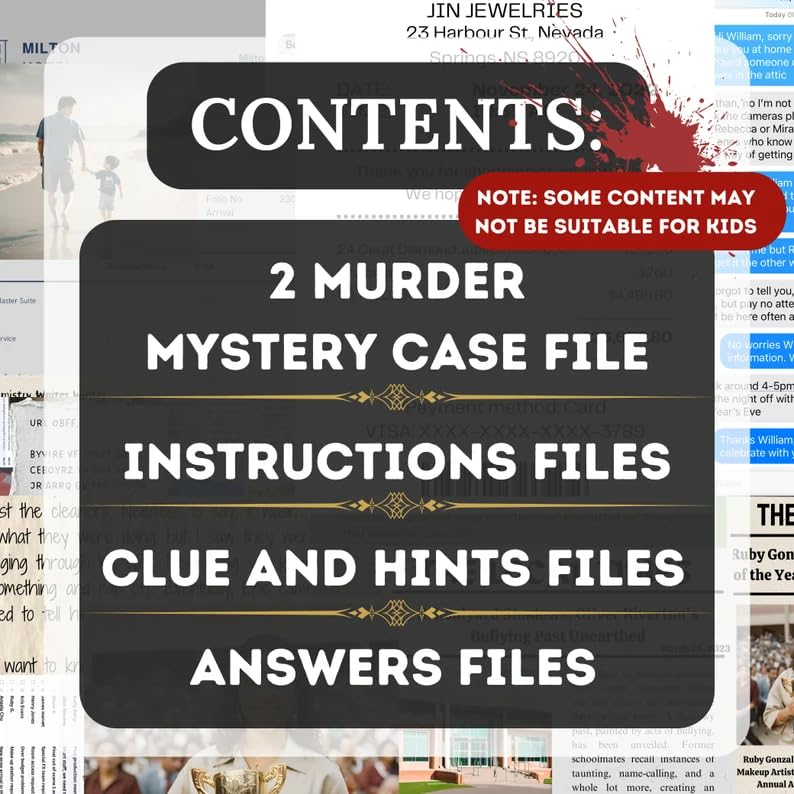VEENSHI 2-Pack Murder Mystery Case Files: Midnight Retribution & A Deadly Roulette | Detective Game for Adults, Family & Friends | Solve The Crime, Crack The Clues - Image 2 thumbnail