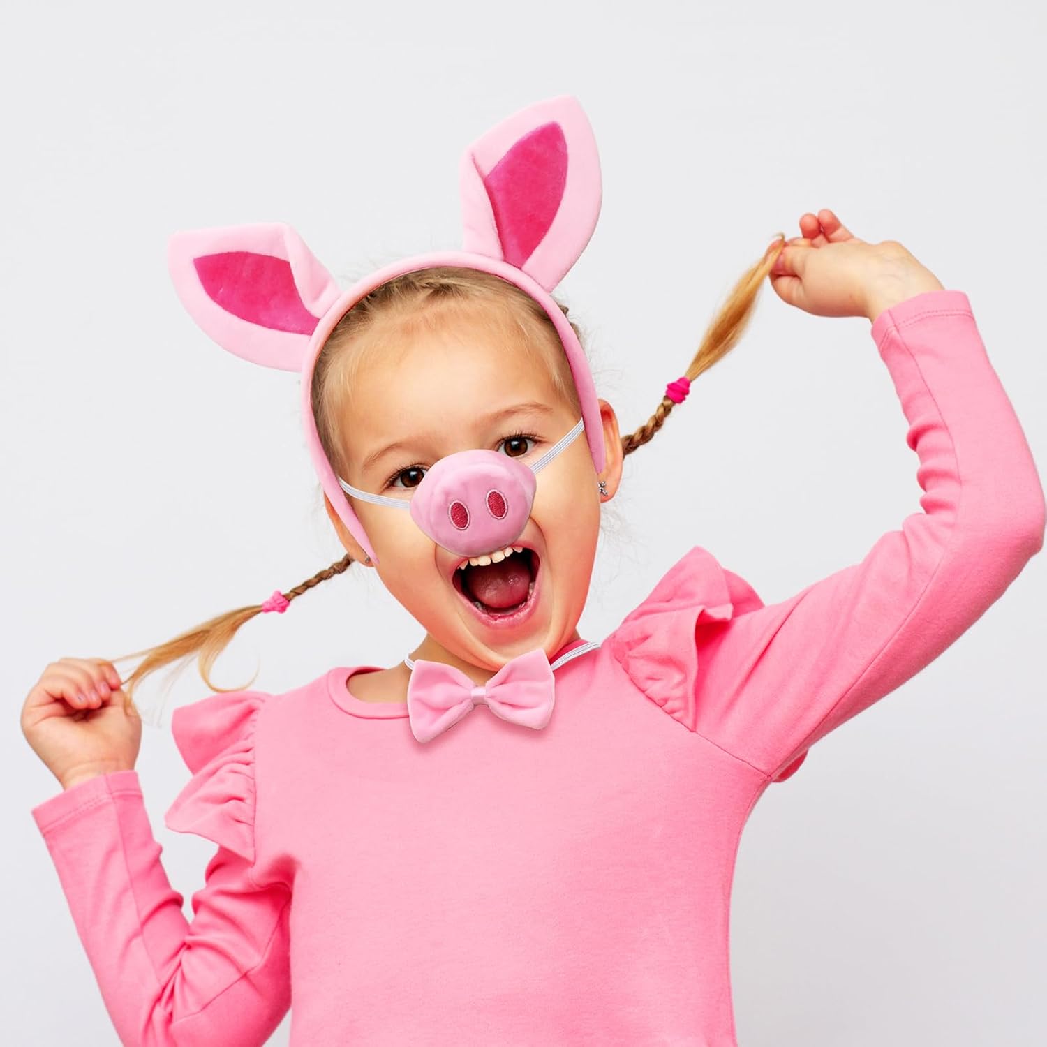 Pig Costume Accessories Set Ears-Headband-Nose-Tail-Bow-Tie-Tutu Skirt : Pig Costume Set for Kids Adult Women- for Party - Image 6