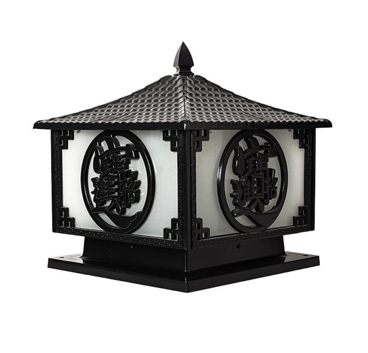 Palo Luce Luci da Esterno Quadrate in Alluminio Lampada Colonna Impermeabile per Cancello Giardino Pilastro in Vetro per Patio, Cortile, Paesaggio Esterno Giardino(Black,40cm)