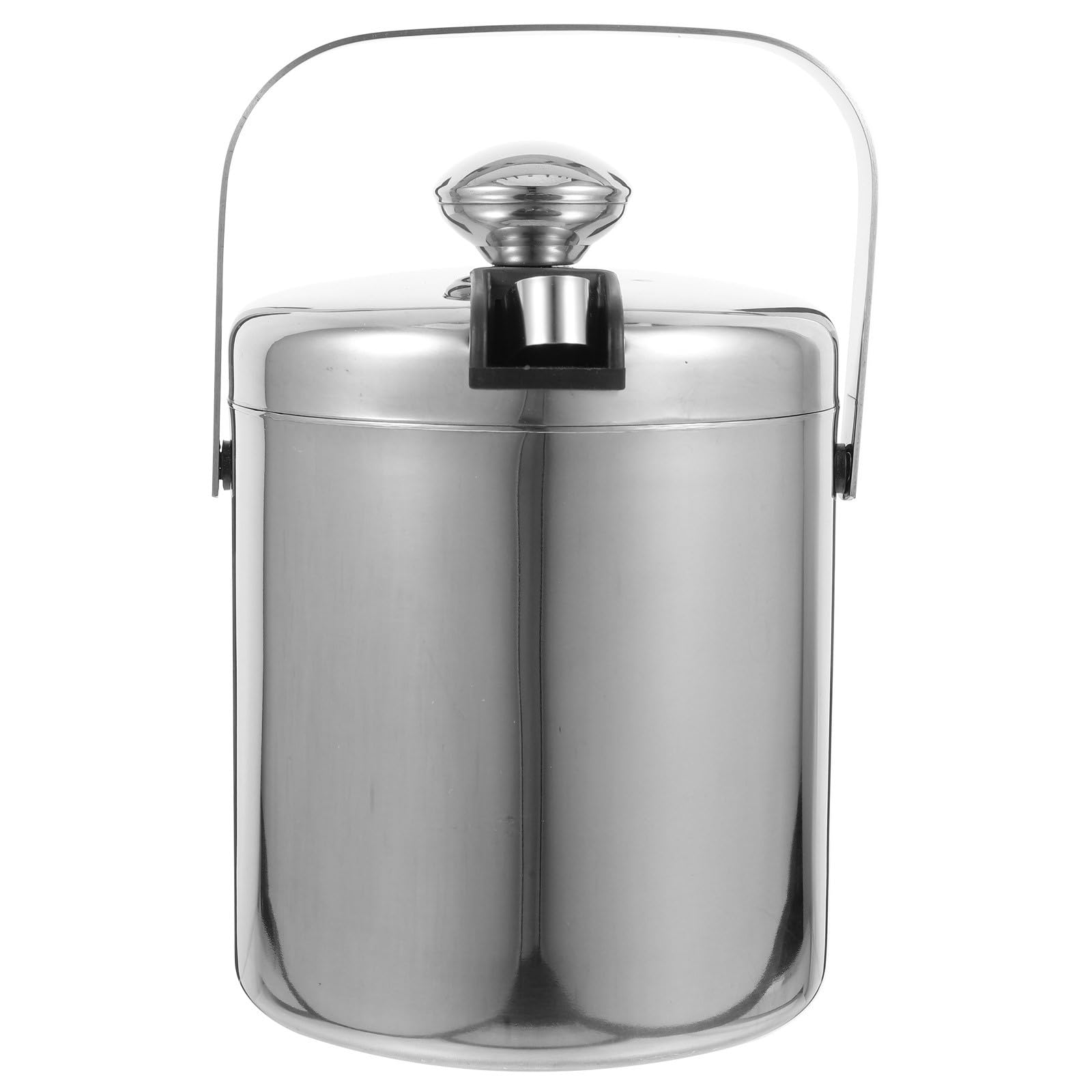 TOYANDONA Seau à Glaçons Double Paroi en Acier Inoxydable Argenté avec Couvercle et Filtre, Grosse Capacité, Résistant aux Rayures, pour Bar et Fête