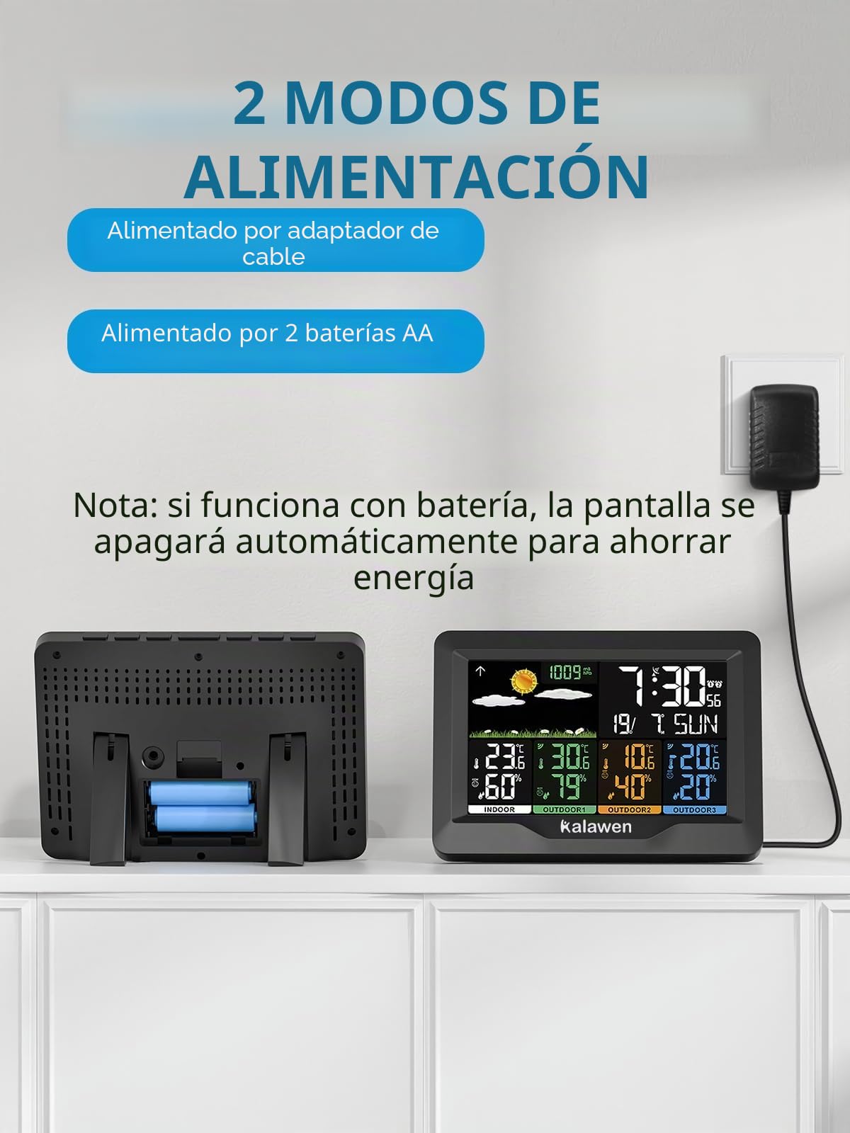 Estación Meteorológica Profesional con Sensor Exterior Interior RCC Estación Meteorológica para Temperatura Humedad Barómetro Alarma Fase Lunar - 10 en 1