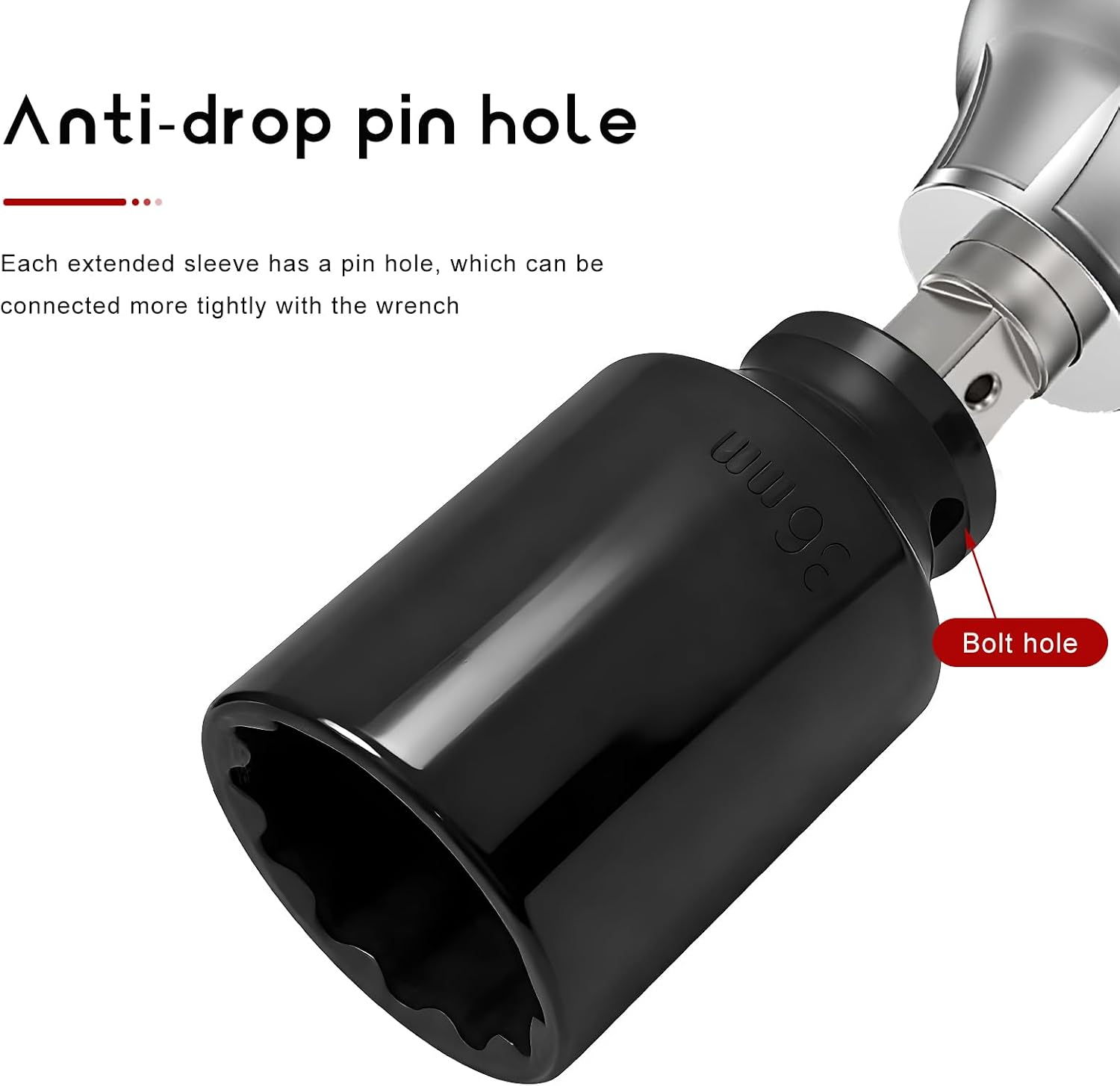 36mm 12 Point Axle Nut Impact Socket, 1/2 Inch Drive Spindle Nut Socket for Removing Axle Shaft Nuts, Quick-Fit Deep Well Wheel Lock Removal Tool for Impact Wrenches