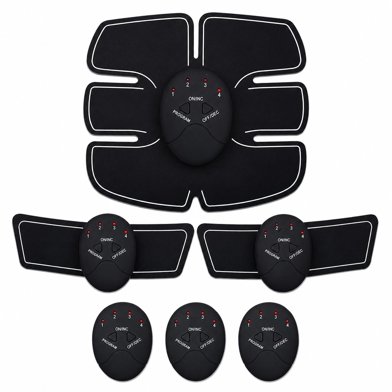 EMS Abdominal Muscle Trainer Pad, USB Rechargeable ABS Fitness Toner for Home Workout, Ab Exerciser Body Muscle Stimulator, Portable Unisex Fitness Training Massager Pad, Black-image-2