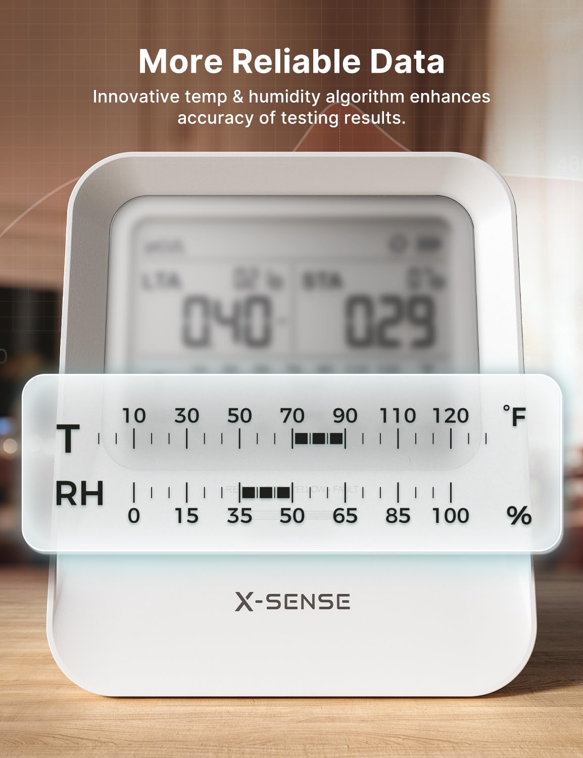 X-Sense Radon-Detektor, akustischer & visueller Alarm, One-Touch-Reset, speichert bis zu 99 lokale Berichte, Temperatur- und Feuchtigkeitsbereichanzeige, langfristige genaue Überwachung für bis zu 999