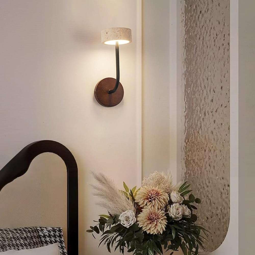 Flush Mount Yellow Travertine Wall Light, Industrial Style Single Head Lamp, Source Personality Sconce, Bedroom Hallway Dining Room Mounted Lighting Fixtures