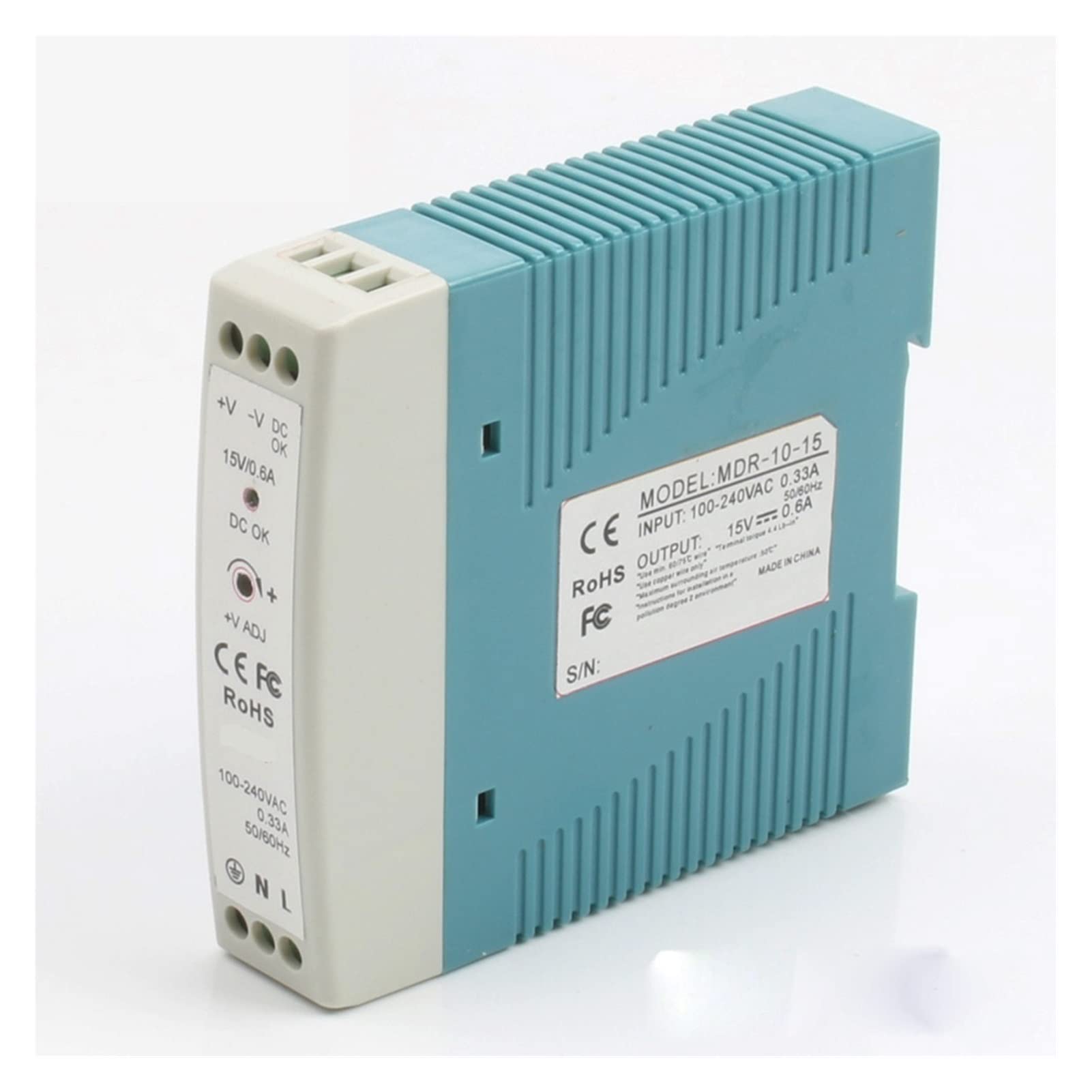 Alimentatore 12V 5V 15V 24V 36V 48V 10W Alimentatore su guida Din Driver CA AC/Ampia striscia LED a tensione costante per progetto computer, stampante 3D (Tensione di ingresso: 1, Tensione di uscita