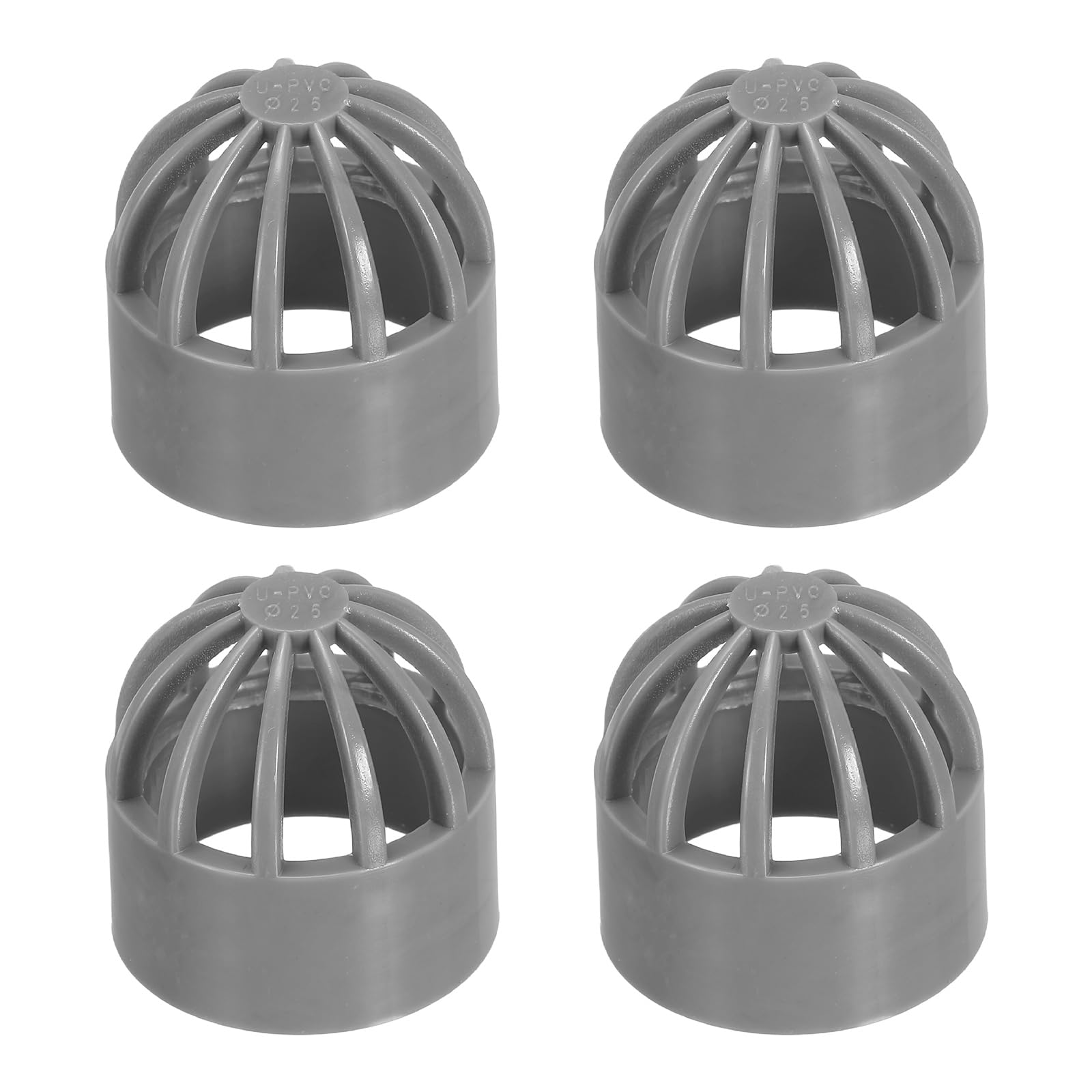 PATIKIL 1 Inch (25mm) Fish Cover Permeable Cap, 4 Pcs PVC Breathable Cap Aquarium Guard Fish Tank Intake Cover, Gray