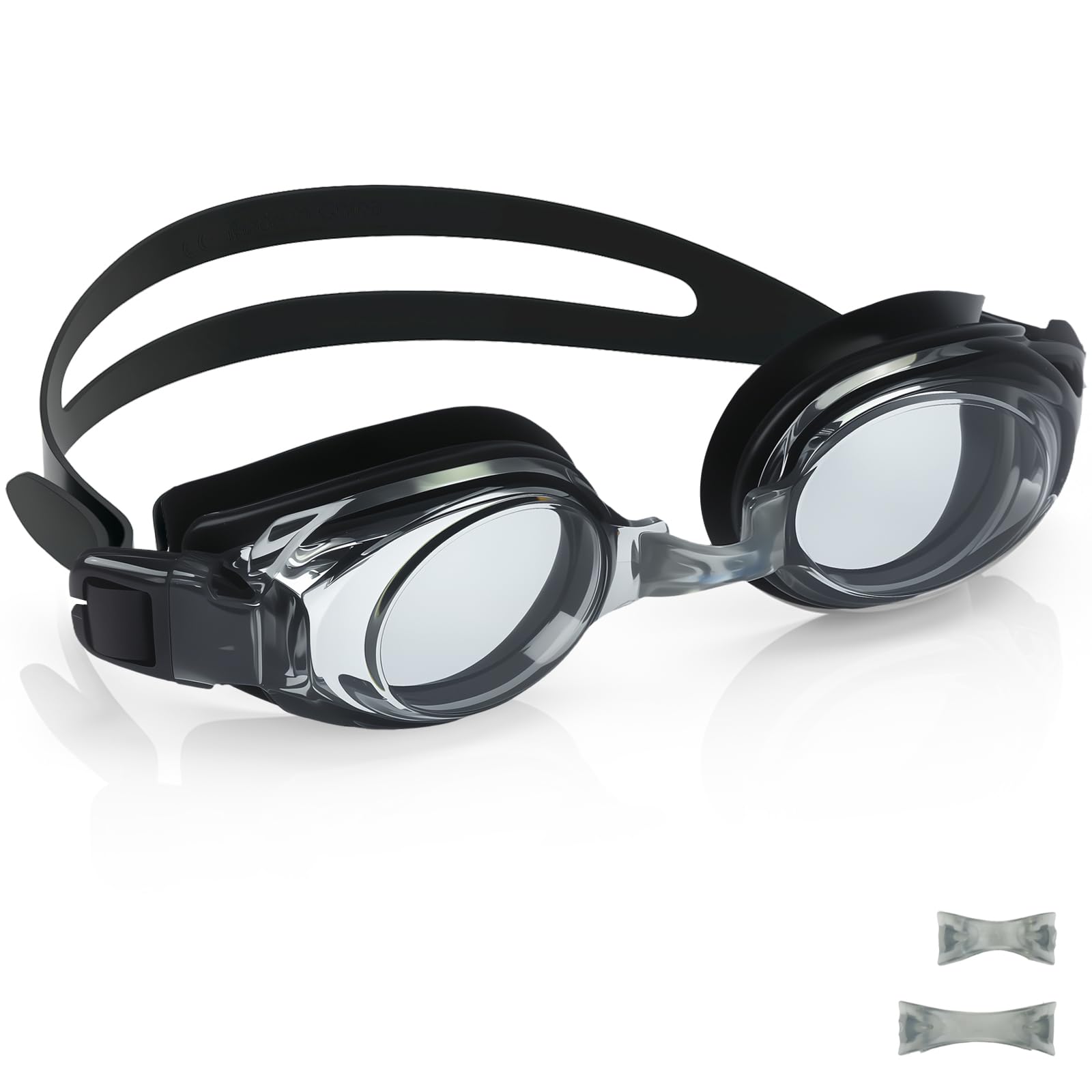 Gafas de natación antivaho para hombres y mujeres, protección UV, sin fugas (negro)