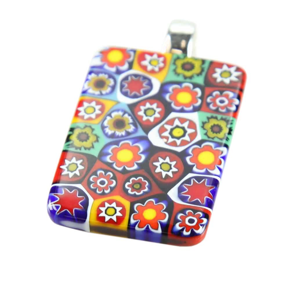 Glass Of Venice Millefiori-Anhänger aus Muranoglas, rechteckig, mehrfarbig