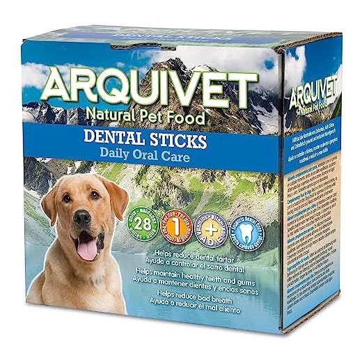 ARQUIVET Dental Sticks - Snacks dentales para Perros - Productos higiene Dental Canina - Snacks Naturales - Chuches y golosinas para Perros - Dientes sanos Perros - Caja 28 uds.