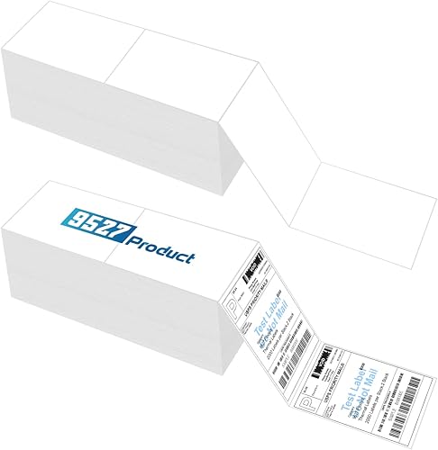 9527 Product Etiquetas de envío térmico directo Zebra Fanfold de 4 x 6 pulgadas, 2 pilas, 4000 etiquetas blancas, perforadas (2,000 etiquetas por