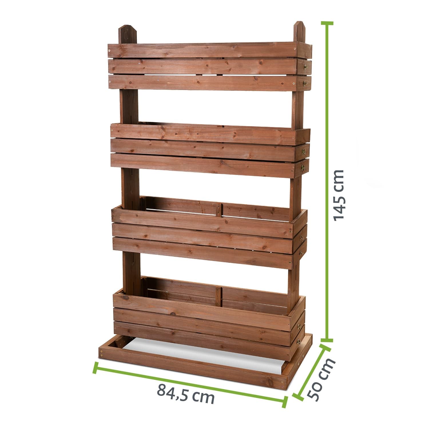 Vertikales Hochbeet 'Cube 4' aus Holz Blumenkasten Pflanzkübel Frühbeet Kräuterbeet mit Vier Etagen, Pflanztreppe für Balkon, Terrasse und Garten, 84,5 cm x 50 cm x 145 cm