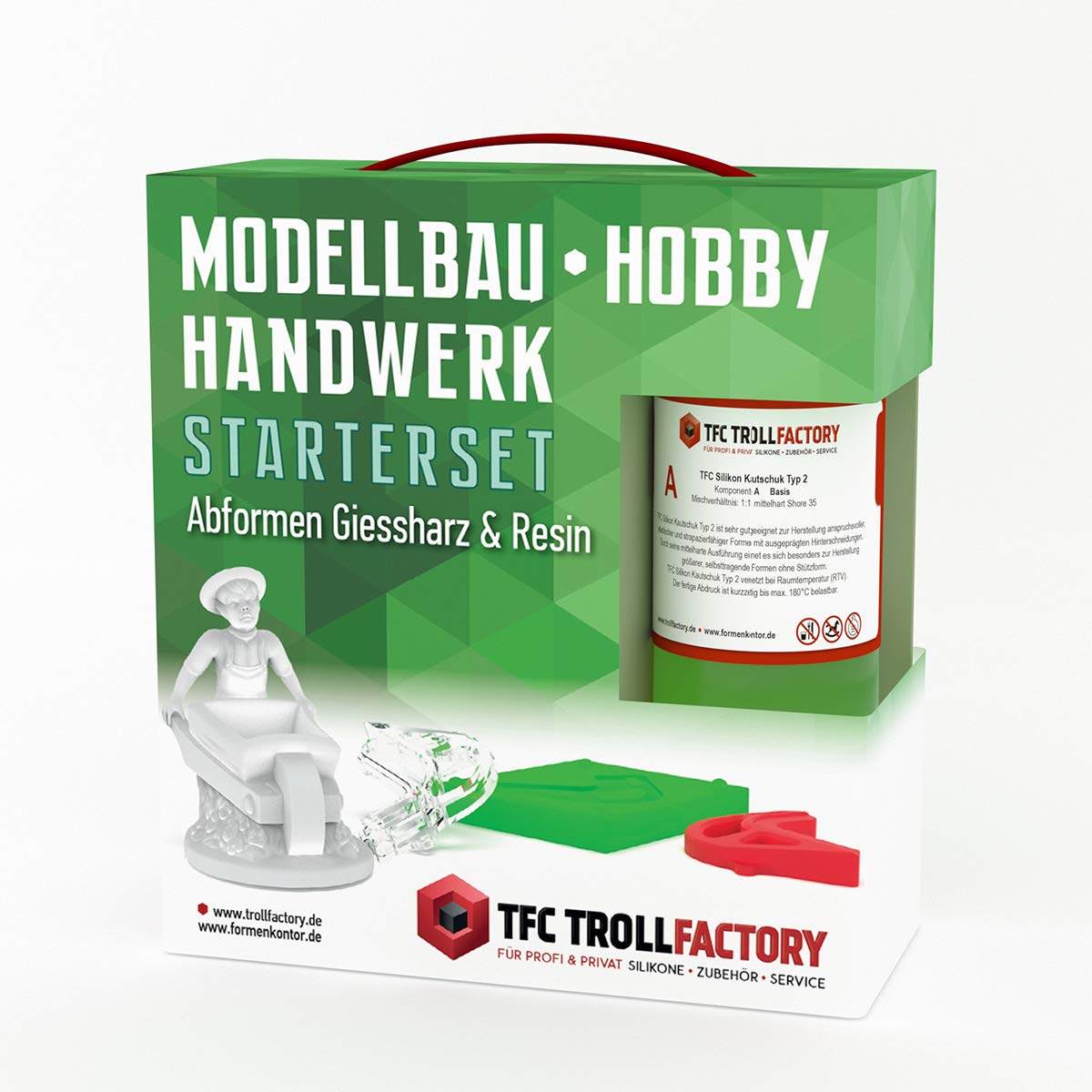TFC Starterset zum Selbermachen von Silikonformen für Epoxidharz und Resin | Mittelhartes Silikon Kautschuk, Abformset, DIY Formenbau & Gießen