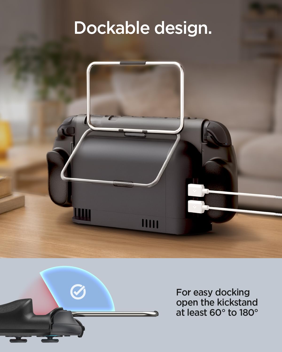 Spigen Dual Grip Pro Coque avec support à charnière intégré, Compatible avec Nintendo Switch 2 (2025) et station d’accueil – Noir