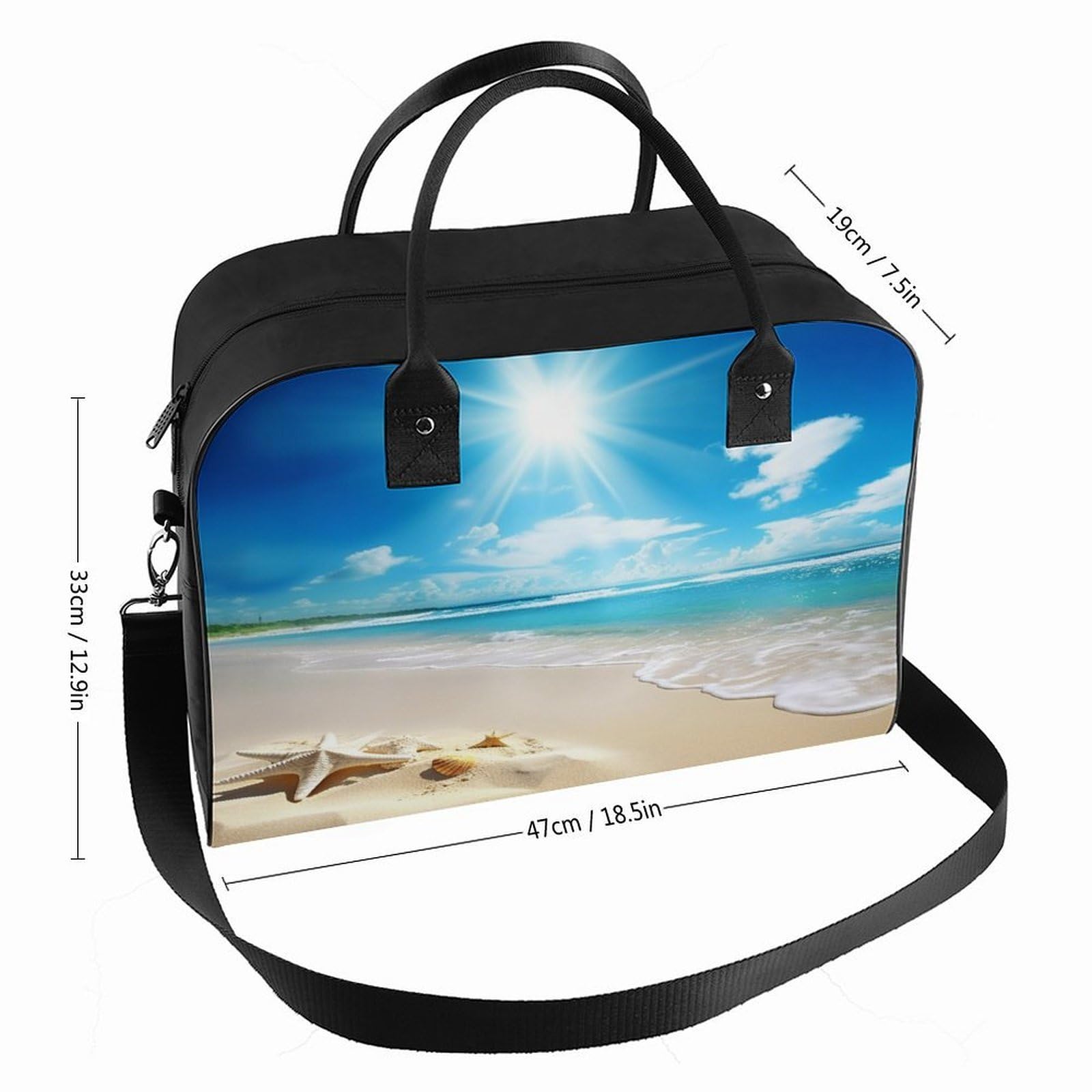 Summer Beach Laptop Tote Bag Casual Travel Handbag Multi Pocket Shoulder Bags for Work Travel
