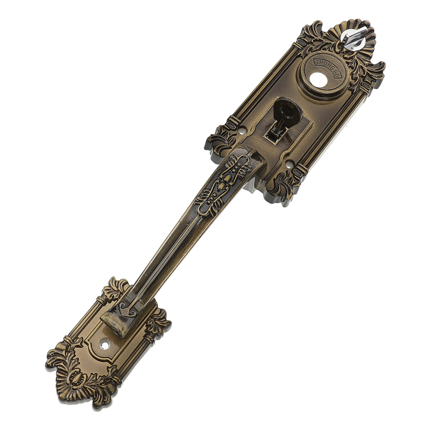 Poignée de porte vintage en métal brossé avec serrure de sécurité élégante pour entrée