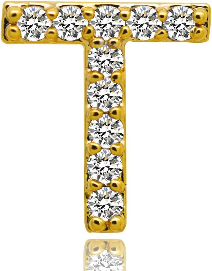 18K Gold Plated Iced Out 26 Initial Letters Single Bottom Grillz with Diamonds for Your Teeth Men Hip Hop Jewelry
