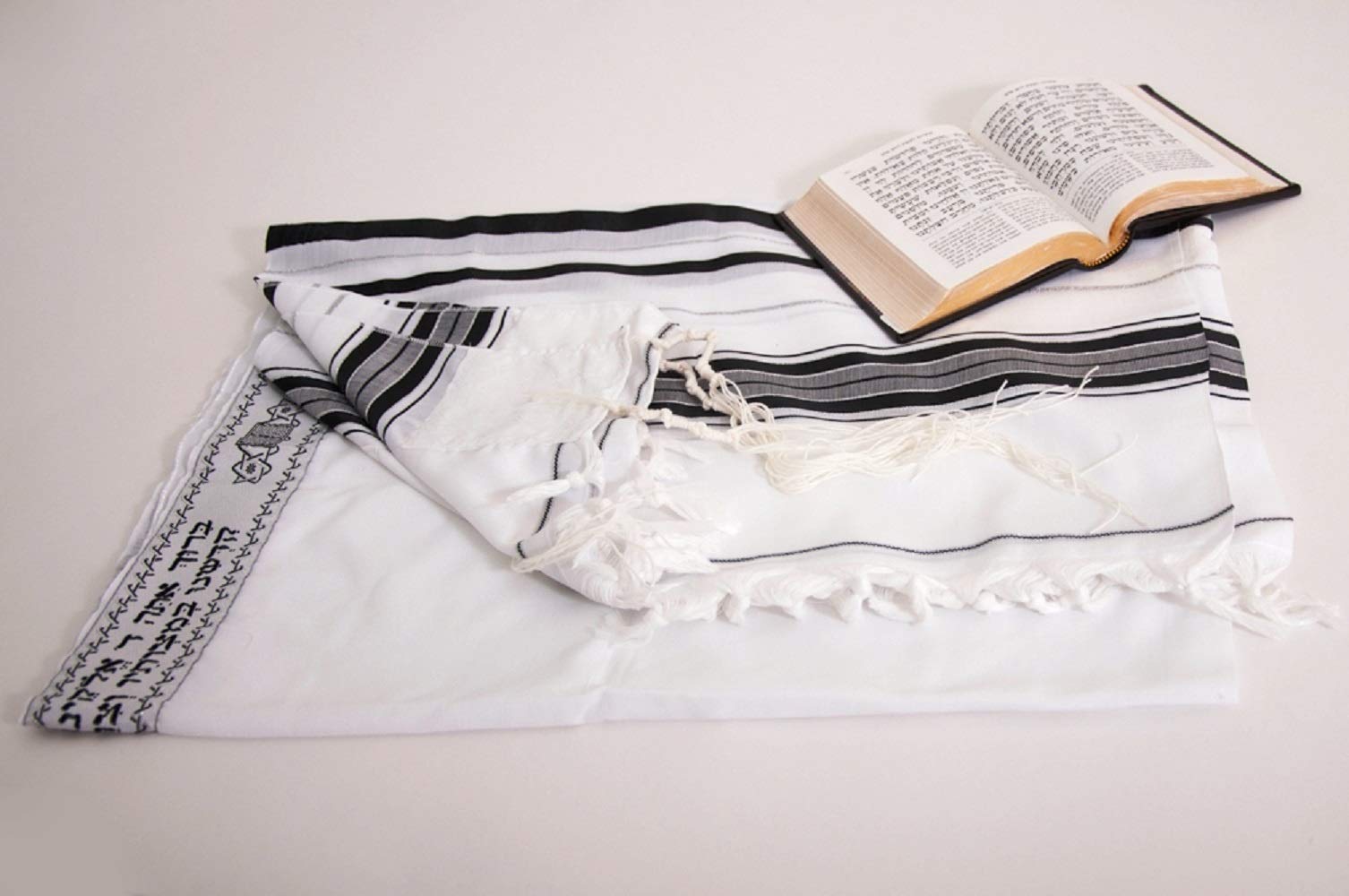 Tallit Israël - Noir/argenté - Acrylique - Taille 60