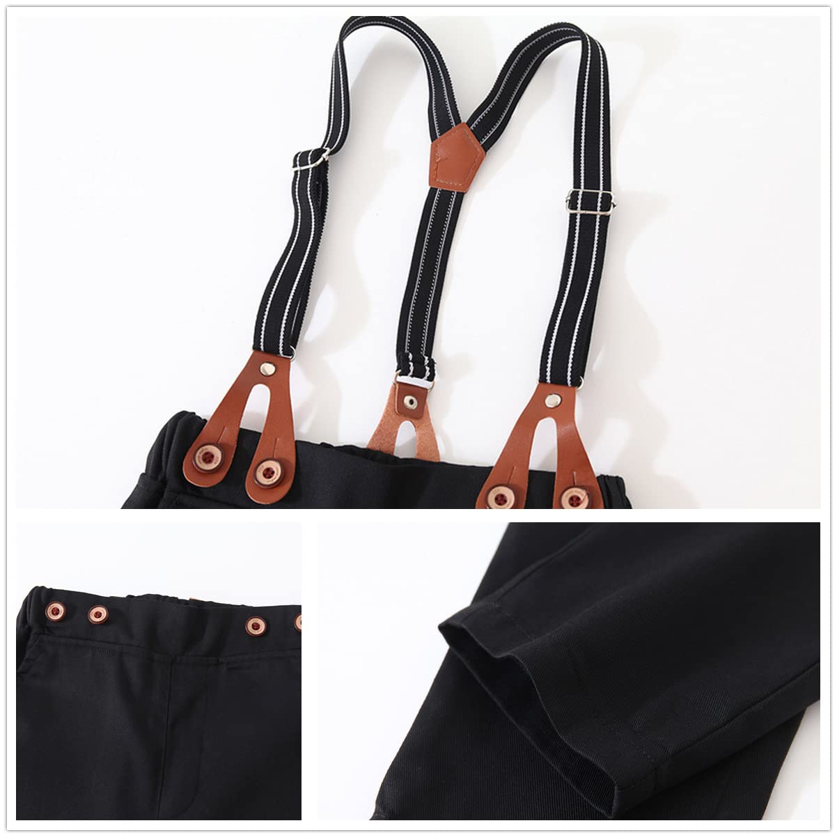 Taufanzug Junge Baby Kleinkinder 4 Stück Fliege+ Hemd+ Hose + Hosenträger Bekleidungssets für Baby-Jungen 80-120