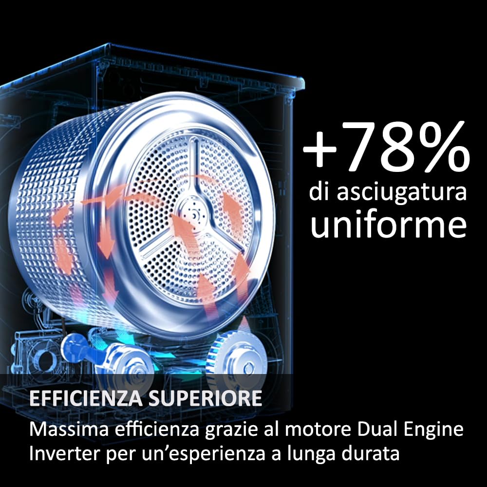 Haier X Serie 11 Asciugatrice 9 Kg, Libera Installazione, Carica Frontale, Classe A+++-10%, 5 Livelli d'intensità, Ultra Reverse, Partenza Programmabile, Vapore, 85x59,5x69,5 Bianca - HD90-A3Q397U1-S
