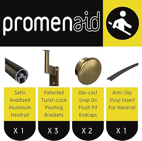 Miniatura 68 de Juego completo de barandilla, con tapas empotradas, perfil redondo de 1.6 pulgadas Plateado/Plateado