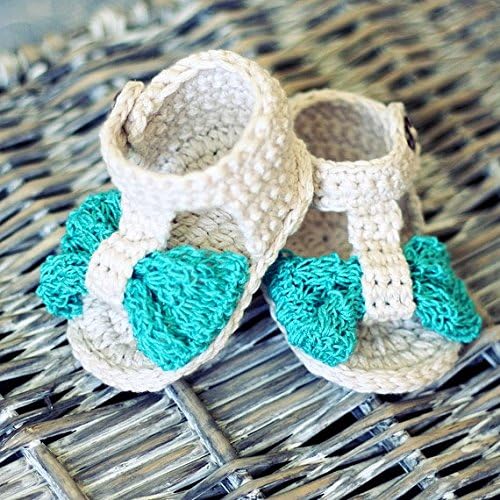 KeeBaby Crochet Baby Booties Newborn Bow Sandals Handmade Shoes