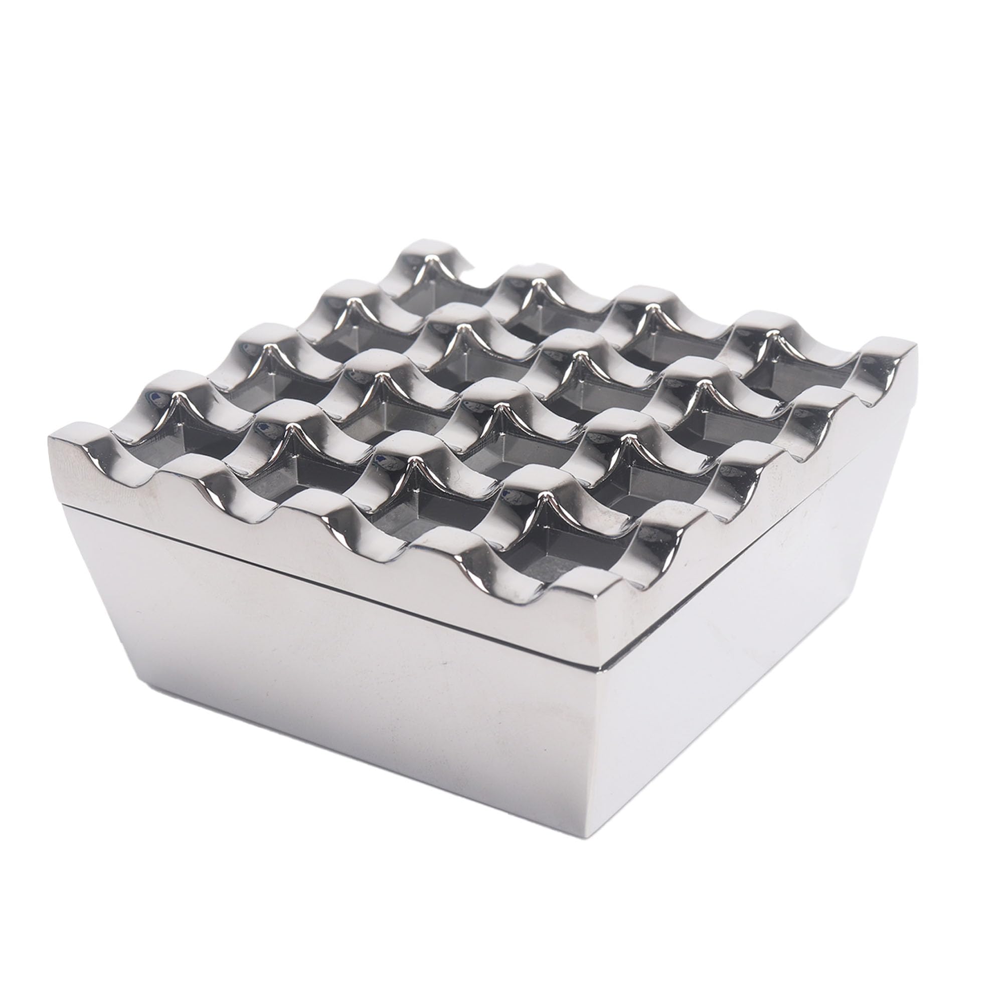 Metal Ashtrays for Cigarettes and Cigars Windproof Ashtray for Home Hotel Garden and Desktop Use,1 Pcs (Silver, Medium-16 hole)