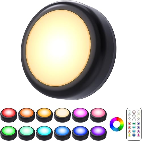 Cadrim Luces de disco, 1 paquete de 13 colores intercambiables LED de disco, luces de disco regulables alimentadas por batería, luces debajo del
