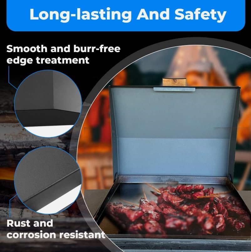 Hinged Lid Cover 36" Griddle with Rear Grease Collection - Black, Replacement for Blackstone OEM