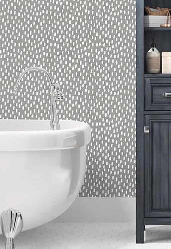 Vista 14 de HAOKHOME Papel tapiz para despegar y pegar, diseño de puntos modernos y bohemios, extraíble, para baño, color caramelo/blanco, papel de contacto