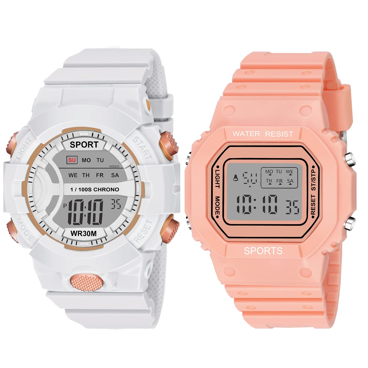 ON TIME OCTUS Digital Boys and Girls Watch Pack of 2 DIGI-07-08 VAR (Grey Dial Multicolour Strap) (White+Pink) (B094DJGG2D) Amazon Price History, Amazon Price Tracker