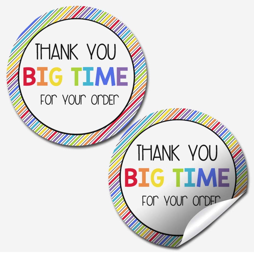 Thank You Big Time Customer Appreciation Sticker Labels for Small Businesses, 60 1.5" Circle Stickers by AmandaCreation, Great for Envelopes, Postcards, Direct Mail, More!