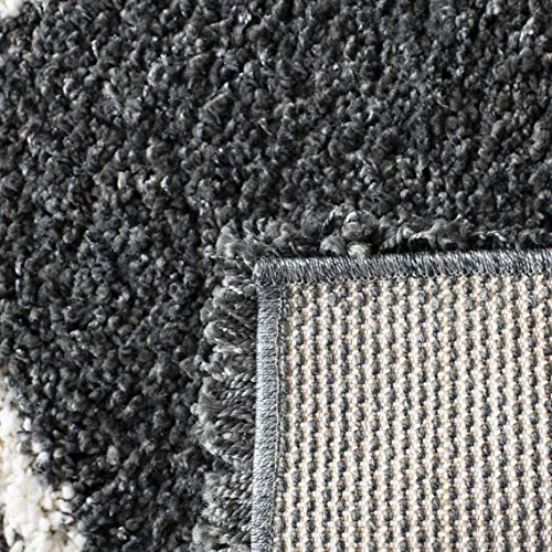 SAFAVIEH Hudson Shag Collection Area Rug - 3' Square, Dark Grey & Ivory, Modern Trellis Design, Non-Shedding & Easy Care, 2-inch Thick Ideal for High Traffic Areas in Living Room, Bedroom (SGH281G) - Thumbnail 3