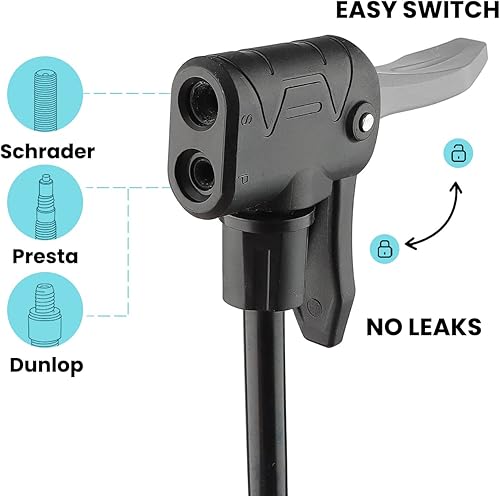 Miniatura 2 de Hycline Bomba portátil para bicicleta de piso bomba de neumáticos de bicicleta - Bombas de aire de alta presión de 150160 PSI con válvula Presta y