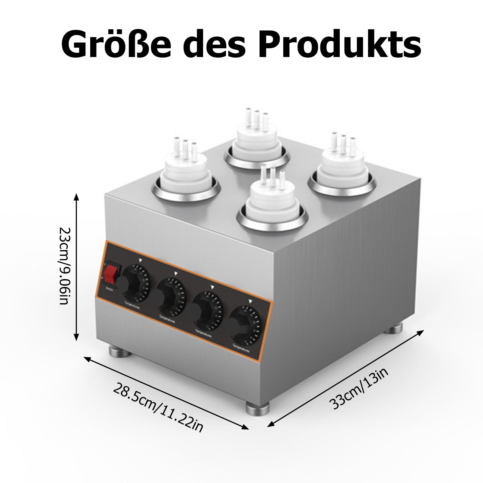 Chauffe-sauce électrique commercial avec 4 bouteilles à presser, distributeur de sauce électrique commercial, à température contrôlée, pour réchauffer le chocolat, le beurre et la confiture (30 à 85 °