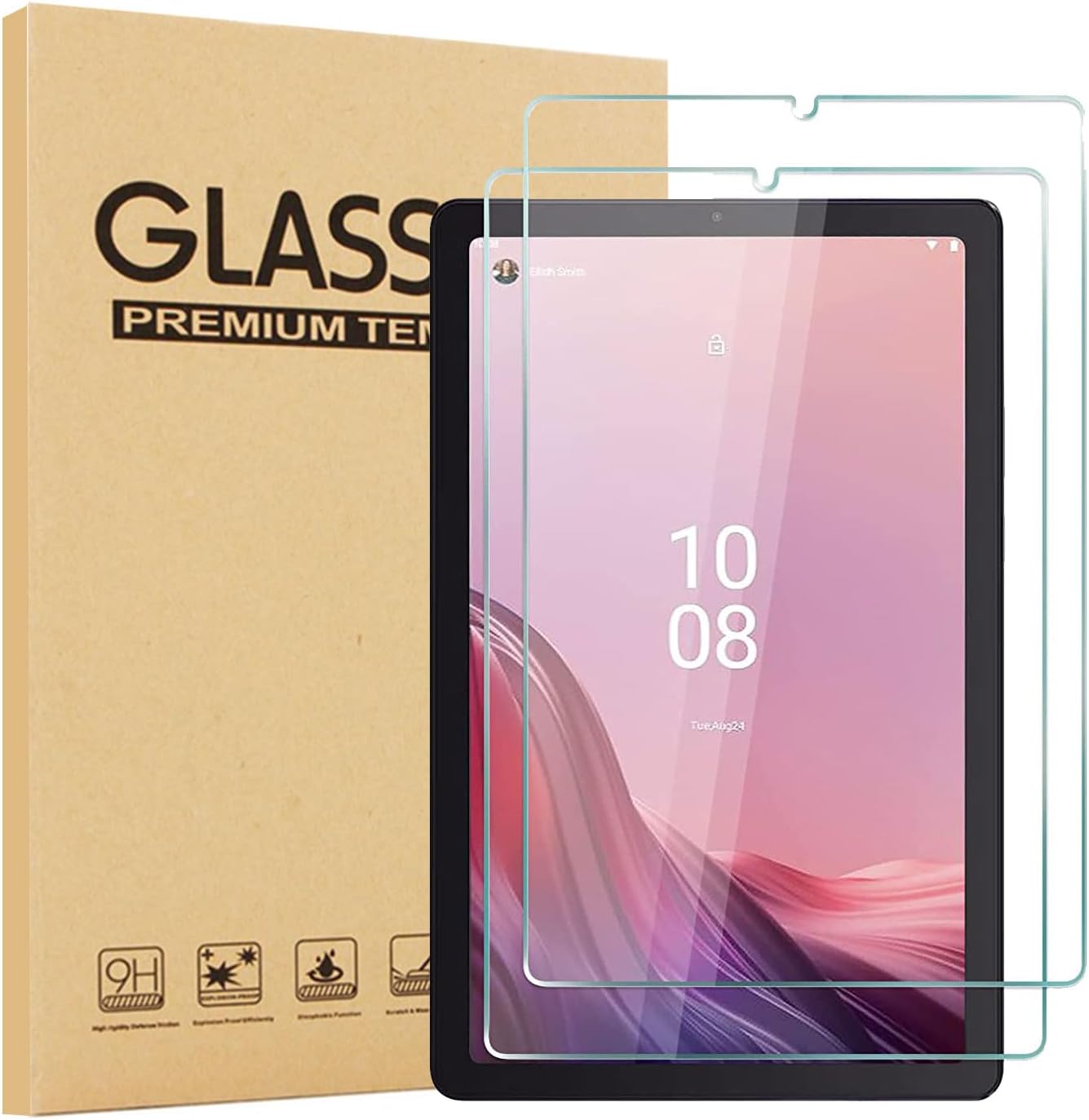 [2 Pack] Epicgadget Screen Protector For NOOK 9" Lenovo Tablet (2024) / Lenovo Tab M9 (TB-310FU) - Anti Scratch 9H Hardness Tempered Glass Screen Protector