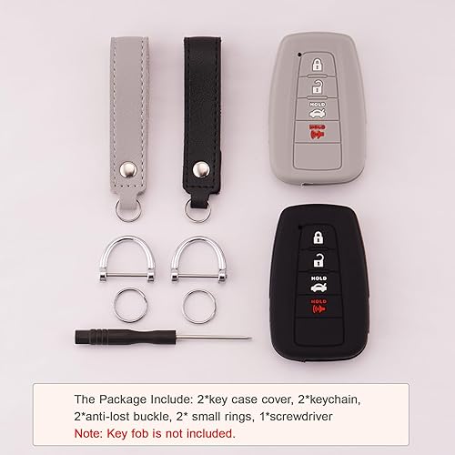 Miniatura 6 de Funda de silicona para llavero compatible con accesorios Toyota, Highlander, Corolla, Camry, C-HR, RAV4, Avalon, Prius, 4Runner, Prado 86GT86,