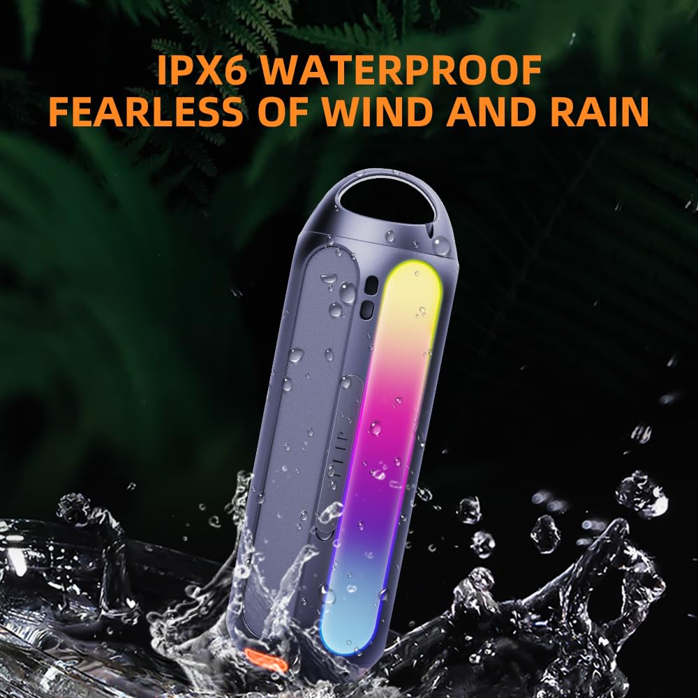 CYBORIS Głośnik Bluetooth ze światłami RGB, przenośny solarny głośnik magnetyczny, bezprzewodowy Bluetooth 5.3, głośny dźwięk stereo 30 W, głęboki bas, wodoodporność IPX7, czas odtwarzania 30 h, do