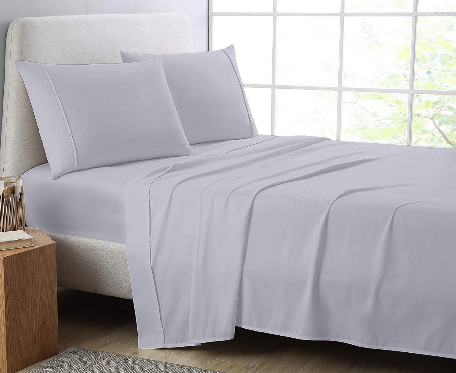 Comfort Beddings Heavy Quality Top Bed Sheets 100% Cotton Blend Flat Sheet Emperor Size, Super Soft, Flat Bed Sheets (Emperor, Silver)