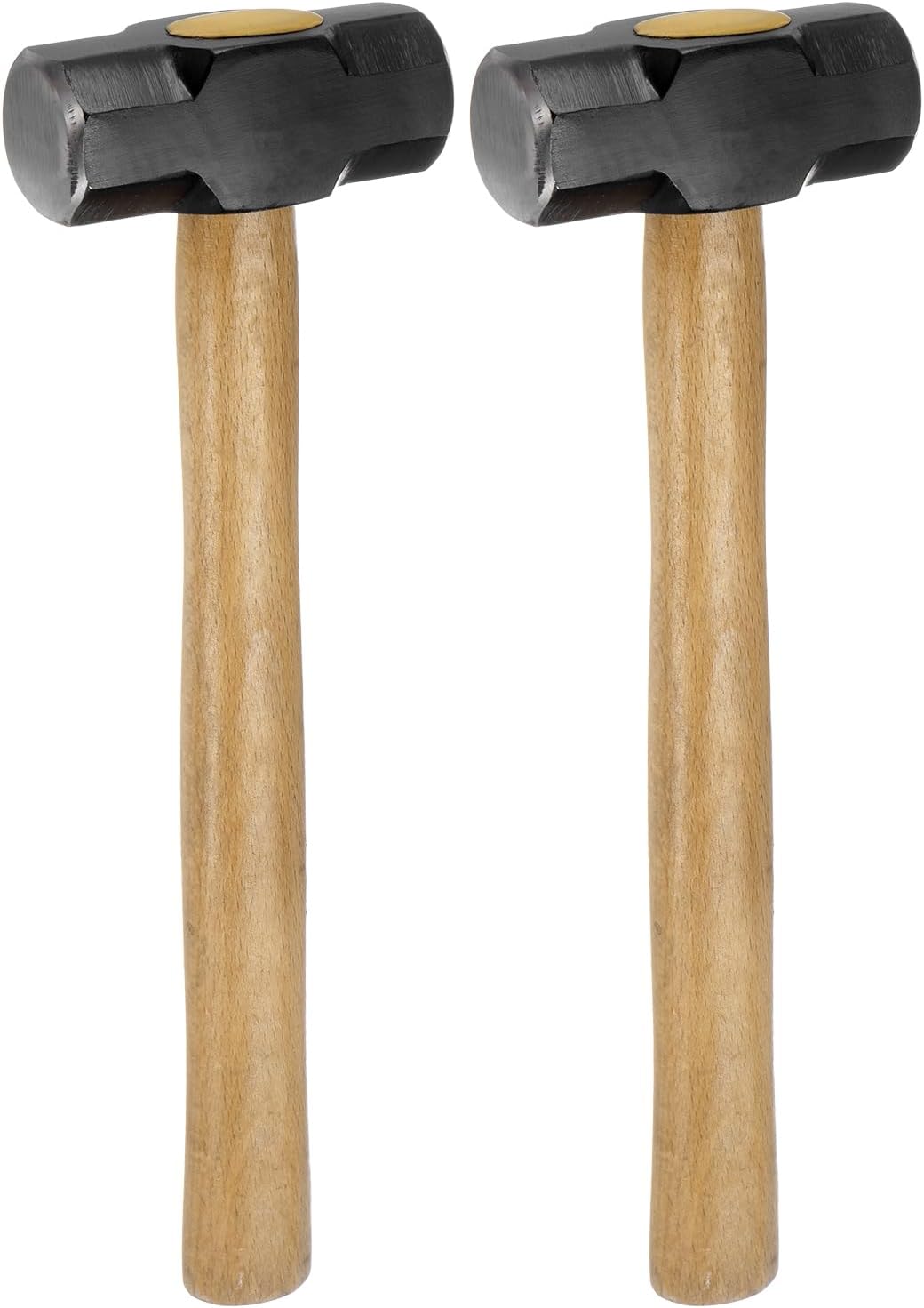 HARFINGTON 2pcs Engineers Hammer 2 Lb Powerful Strike Double Flat Face Sledge Forging Hammer with Comfortable Grip for Home Improvement General Repair Woodworking, Black Yellow