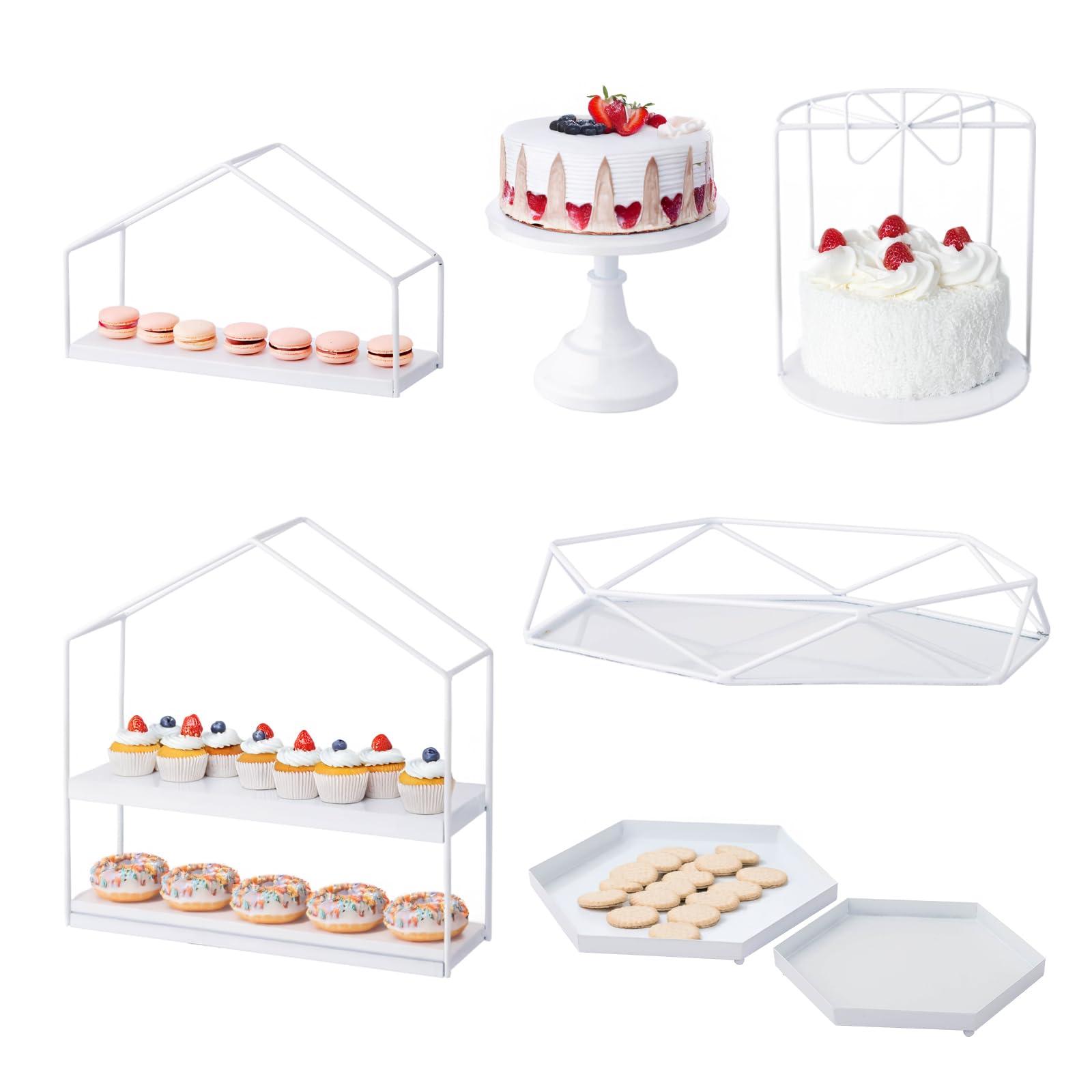 Set di 6 Alzate per Torte, Set di Alzate per Cupcake in Metallo, Piatto da Dessert