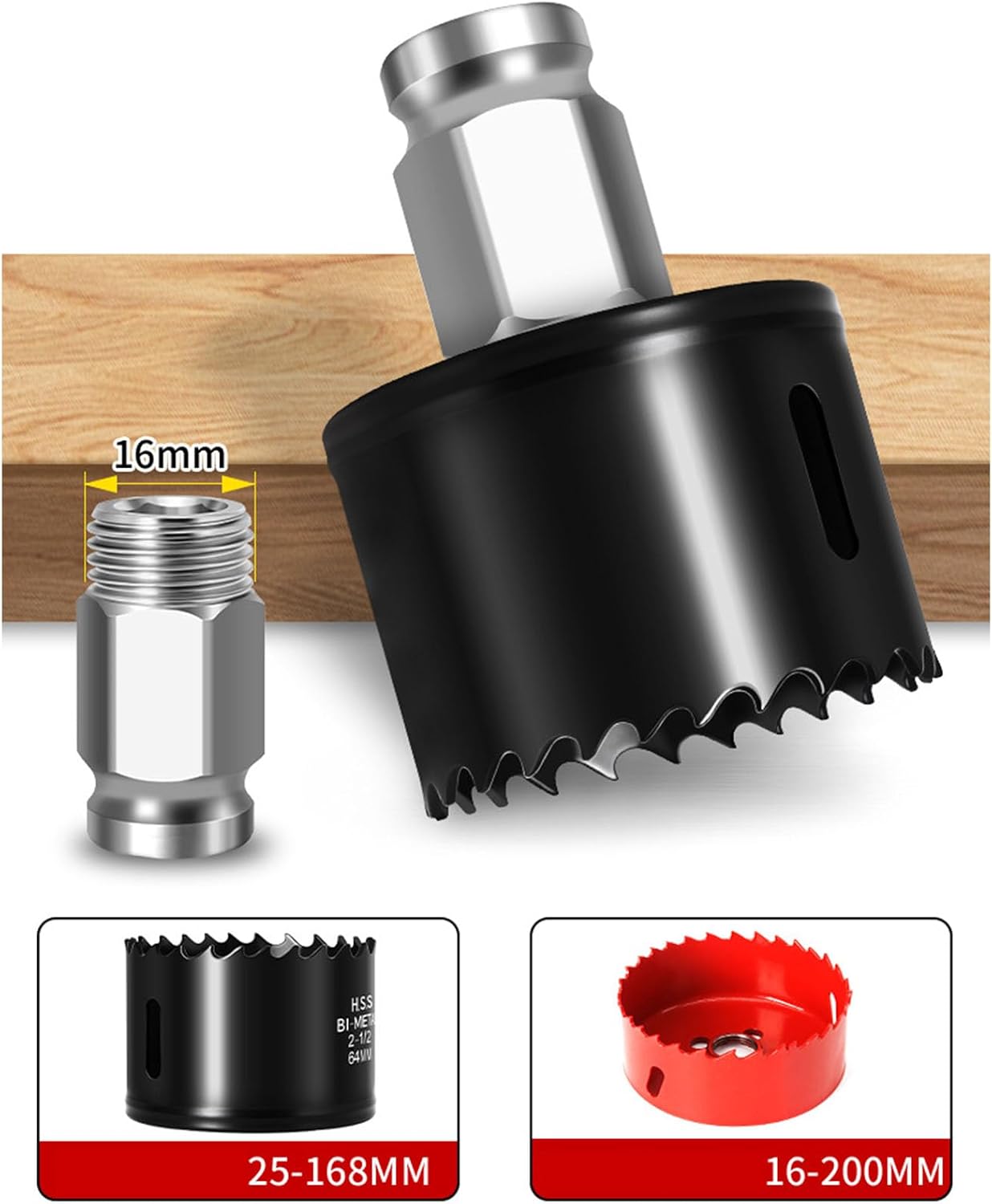 Garosa Hole Saw Arbor Self Locking 10mm Hex Shank Rapid Coring Connecting Rod with 16mm Threaded End for Bimetallic Pipe Hole Opener