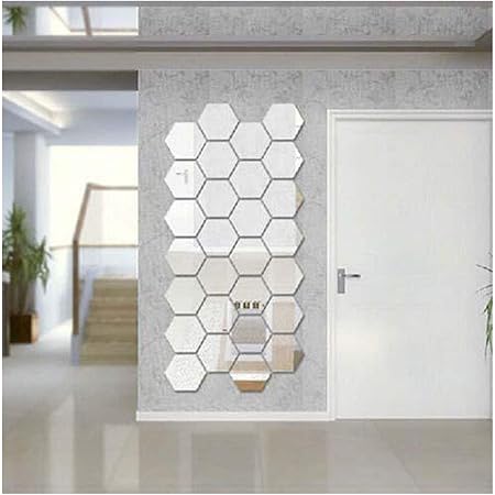 Amazon Hioffer ハイオフア 壁貼りシール 幾何 アクリル 割れない鏡 インテリ Diy アート 現代芸術 おしゃれ 六角形 シルバー ミラー ウォールステッカー インテリア 鏡効果 ホームデコレーション 18 4 16 9cm 28枚入 ウォールステッカー オンライン通販